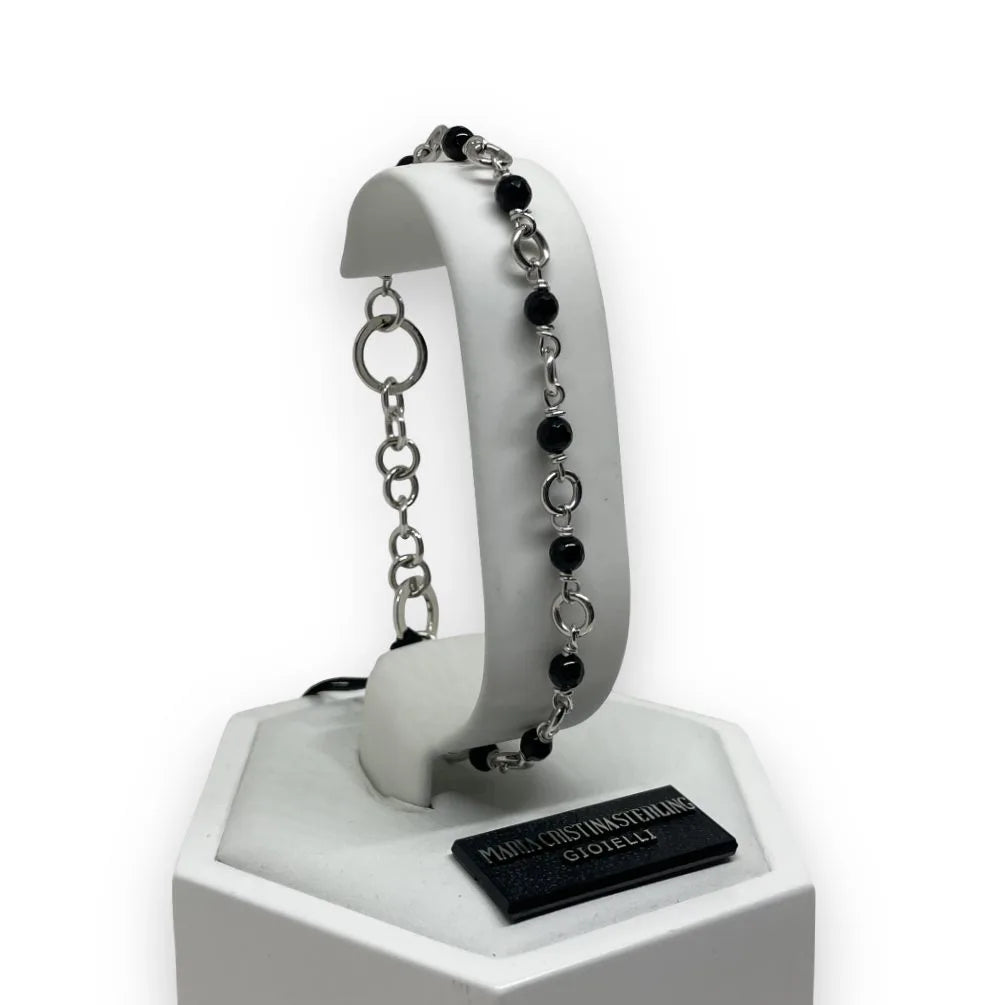 Bracciale Regolabile da Uomo Maria Cristina Sterling con pietre alternate