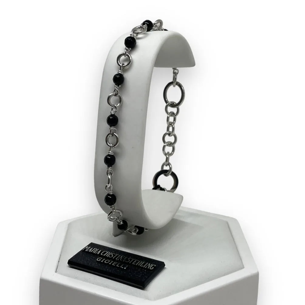 Verstellbares Armband für Herren von Maria Cristina Sterling mit abwechselnden Steinen
