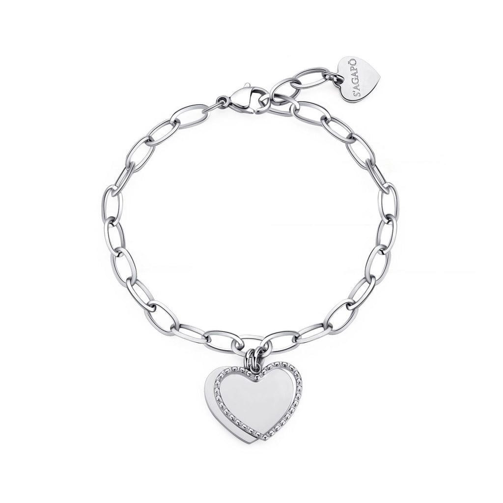 Bracciale Sagapò donna con cuore in acciaio ssg19