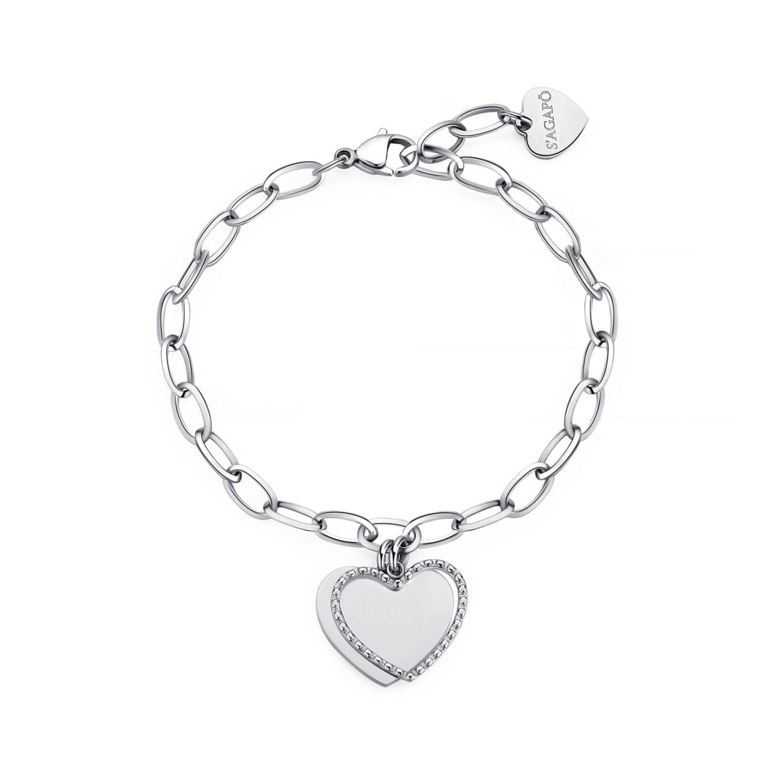 Bracciale Sagapò donna con cuore in acciaio ssg19
