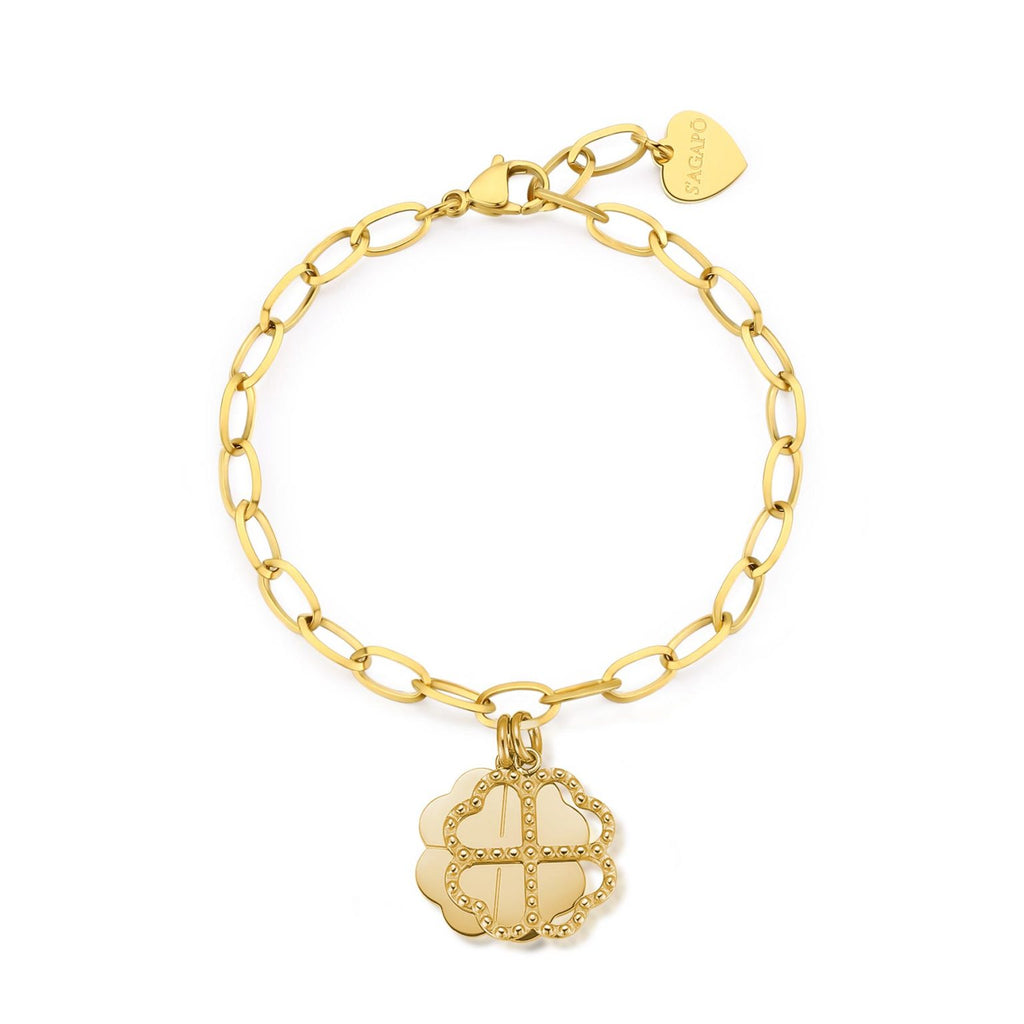 Bracciale Sagapò donna con quadrifoglio dorato ssg24
