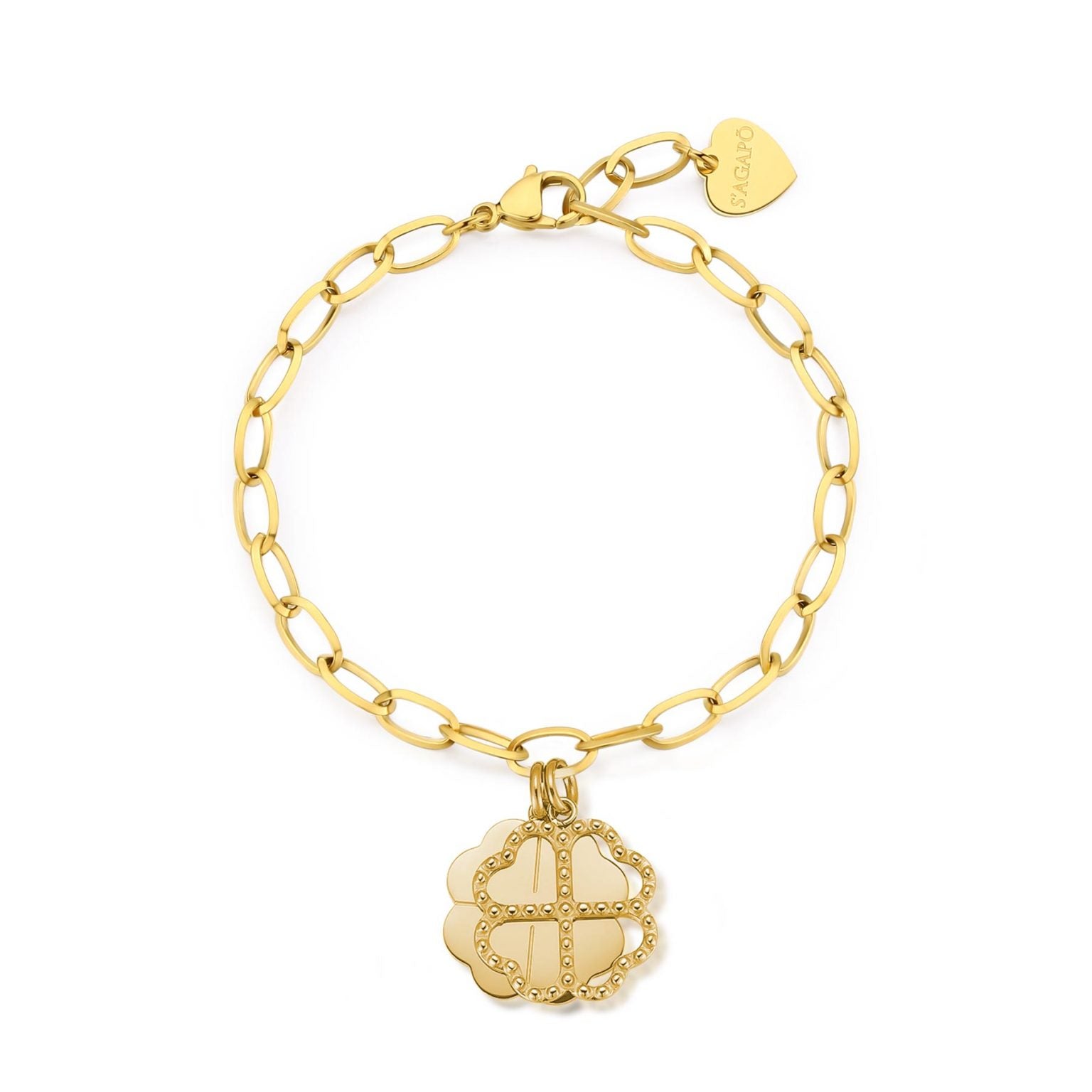 Bracciale Sagapò donna con quadrifoglio dorato ssg24