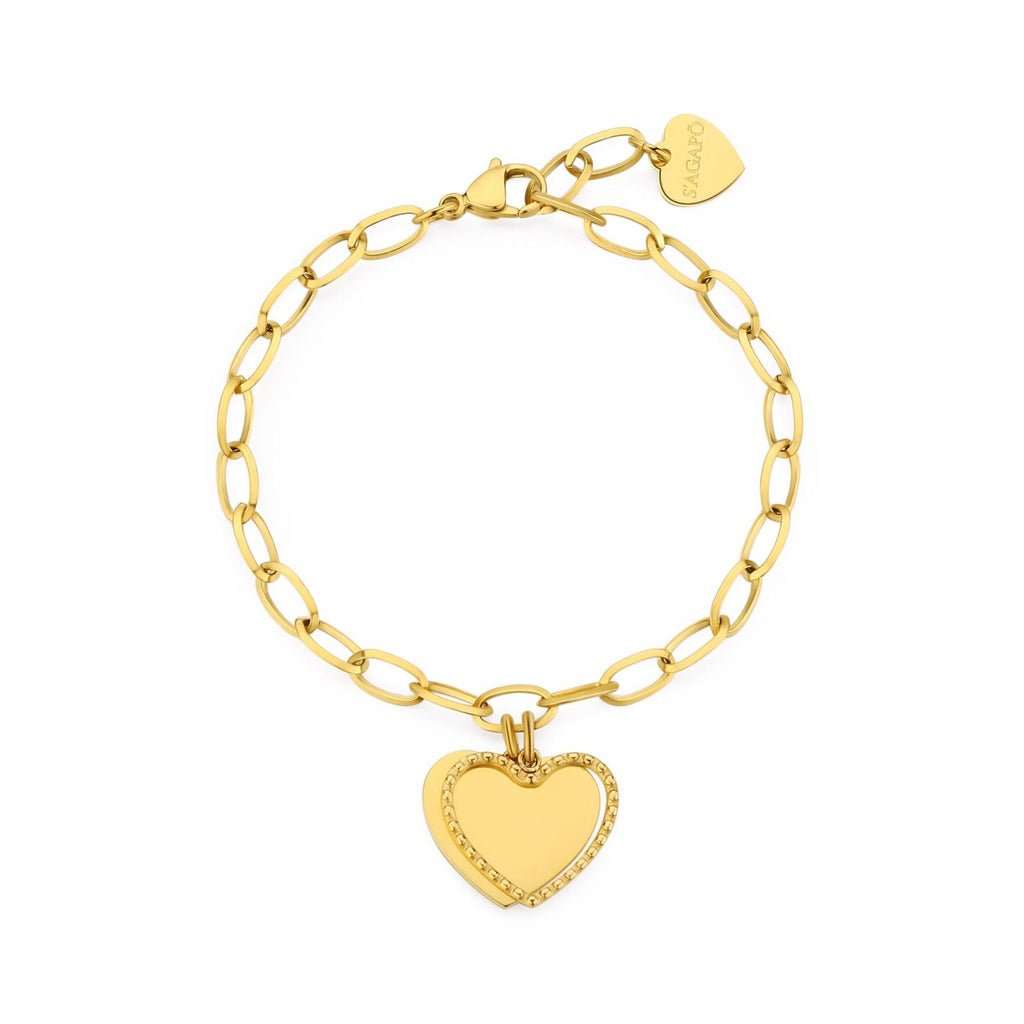 Sagapò Damenarmband aus Stahl mit goldenem Herz ssg20
