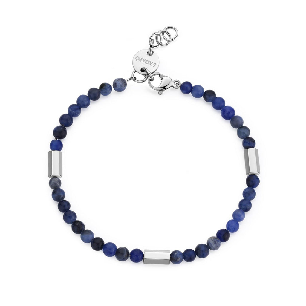 Sagapò Herrenarmband mit blauen Kugeln srt11