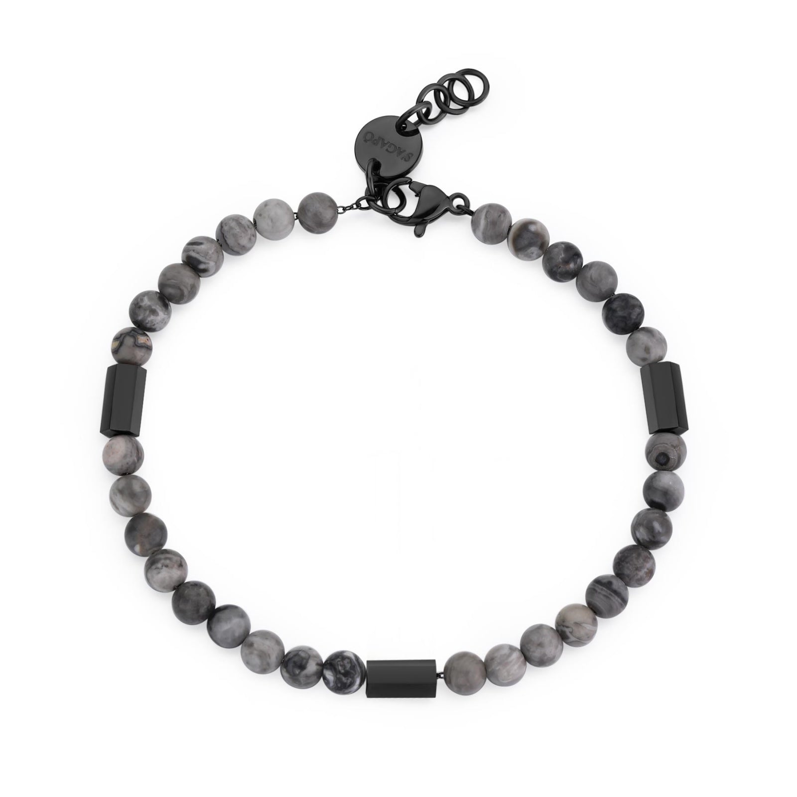 Bracciale Sagapò uomo con sfere in pietra grigia srt15