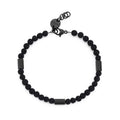 Sagapò Herrenarmband mit schwarzen Lavasteinkugeln srt14