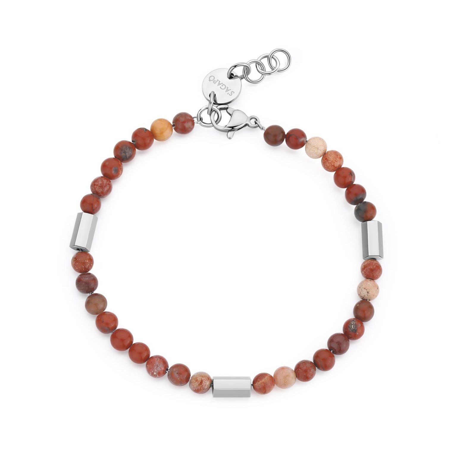 Bracciale Sagapò uomo con sfere rosse srt16