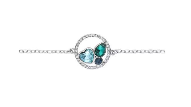 Bracciale Stroili donna in metallo rodiato con cuore pietre azzurre e cerchio con strass 1668615