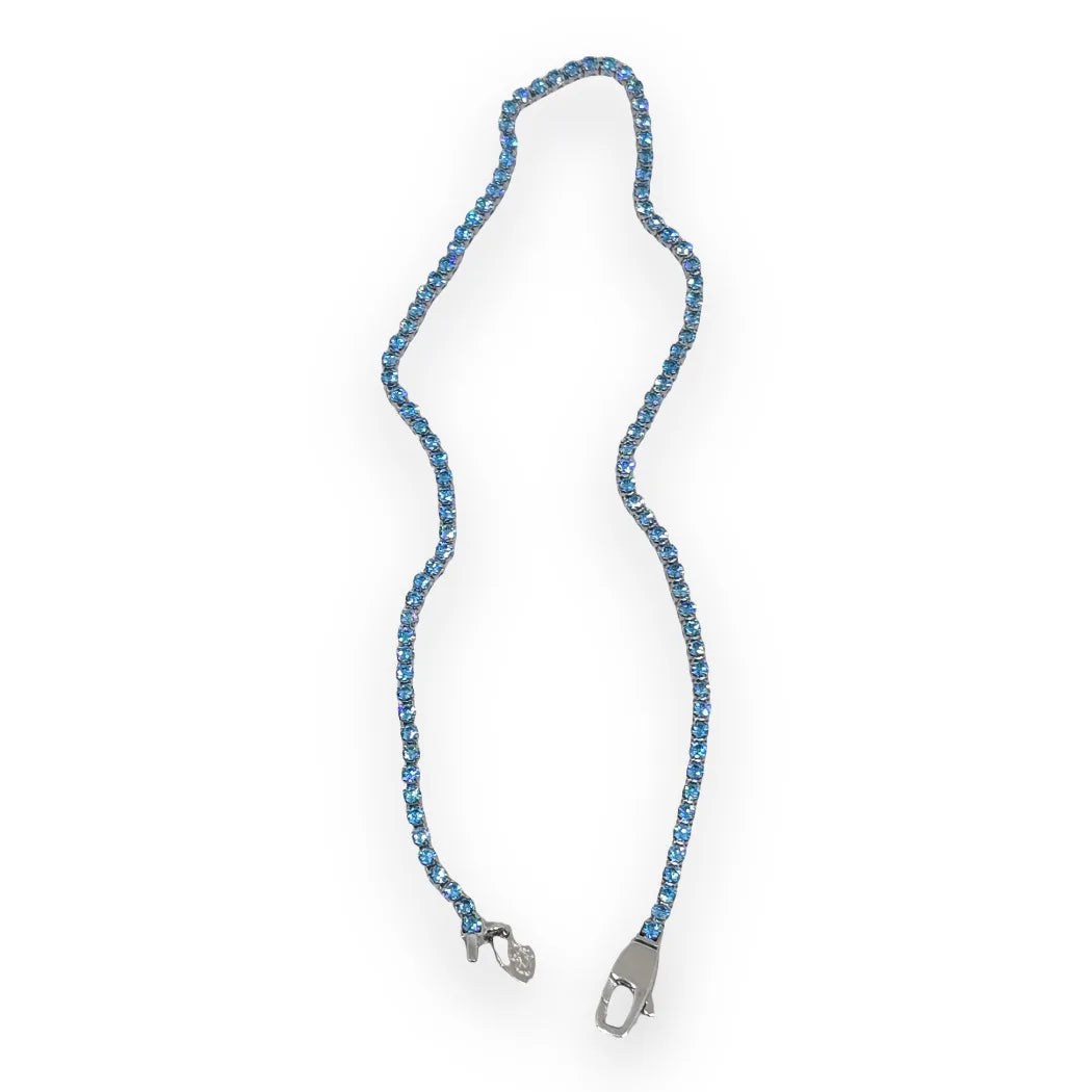 Bracciale Tennis in Oro 750 18 KT con Zirconi Celesti