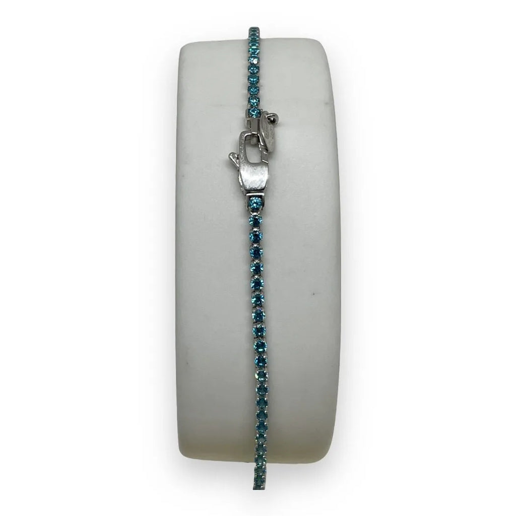 Bracciale Tennis in Oro 750 18 KT con Zirconi Celesti