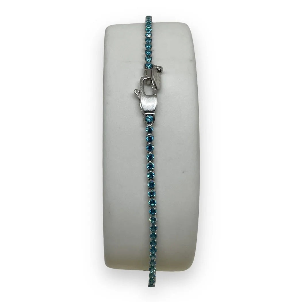 Bracciale Tennis in Oro 750 18 KT con Zirconi Celesti