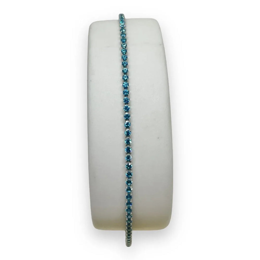 Bracciale Tennis in Oro 750 18 KT con Zirconi Celesti