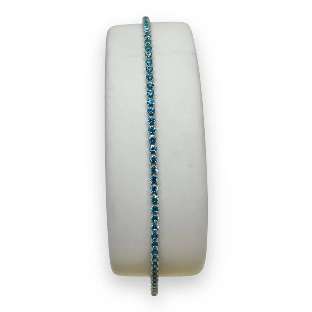 Bracciale Tennis in Oro 750 18 KT con Zirconi Celesti