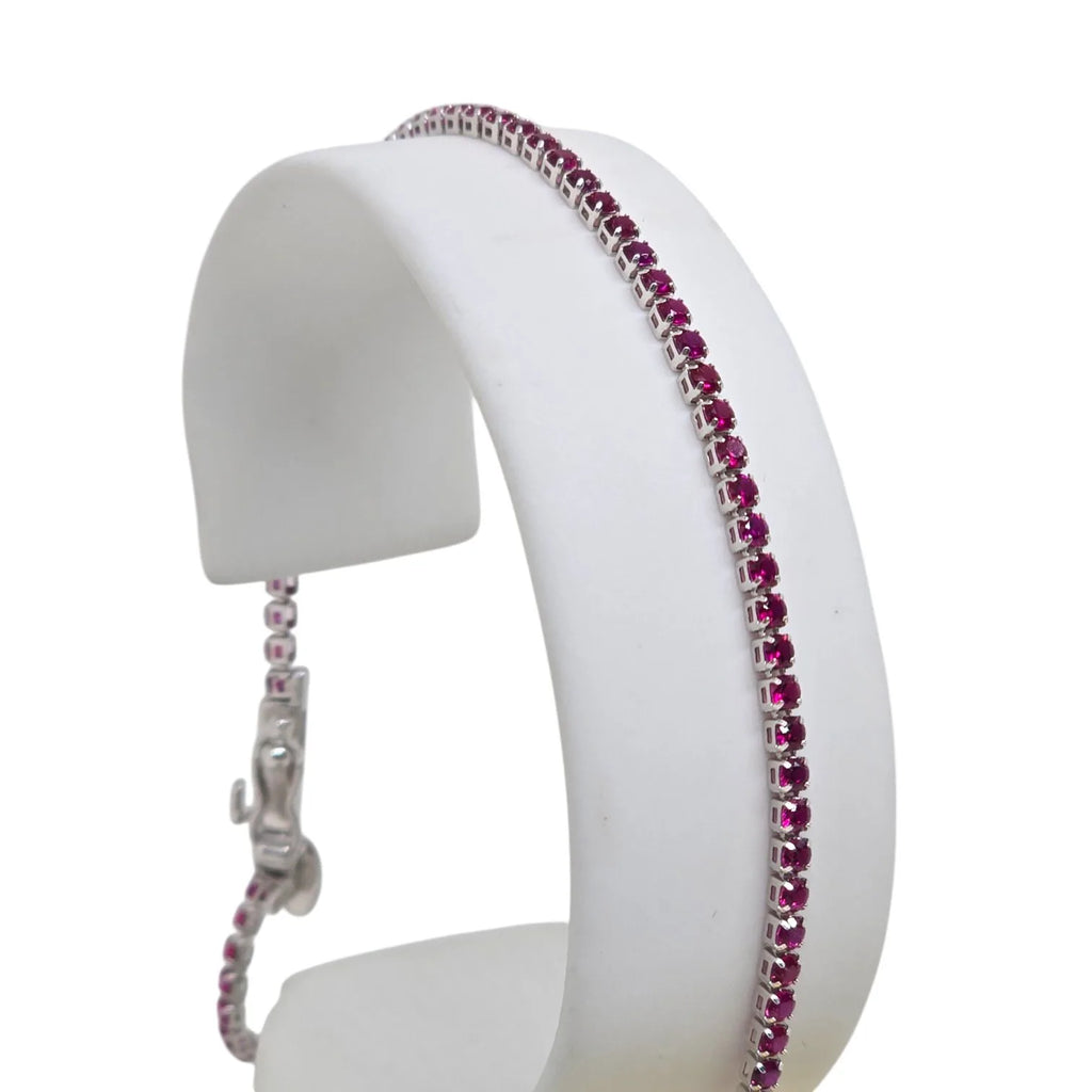 Bracciale Tennis in Oro 750 18 KT con Zirconi Magenta