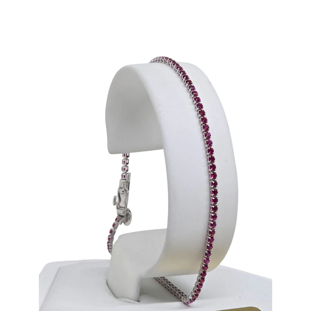 Bracciale Tennis in Oro 750 18 KT con Zirconi Magenta