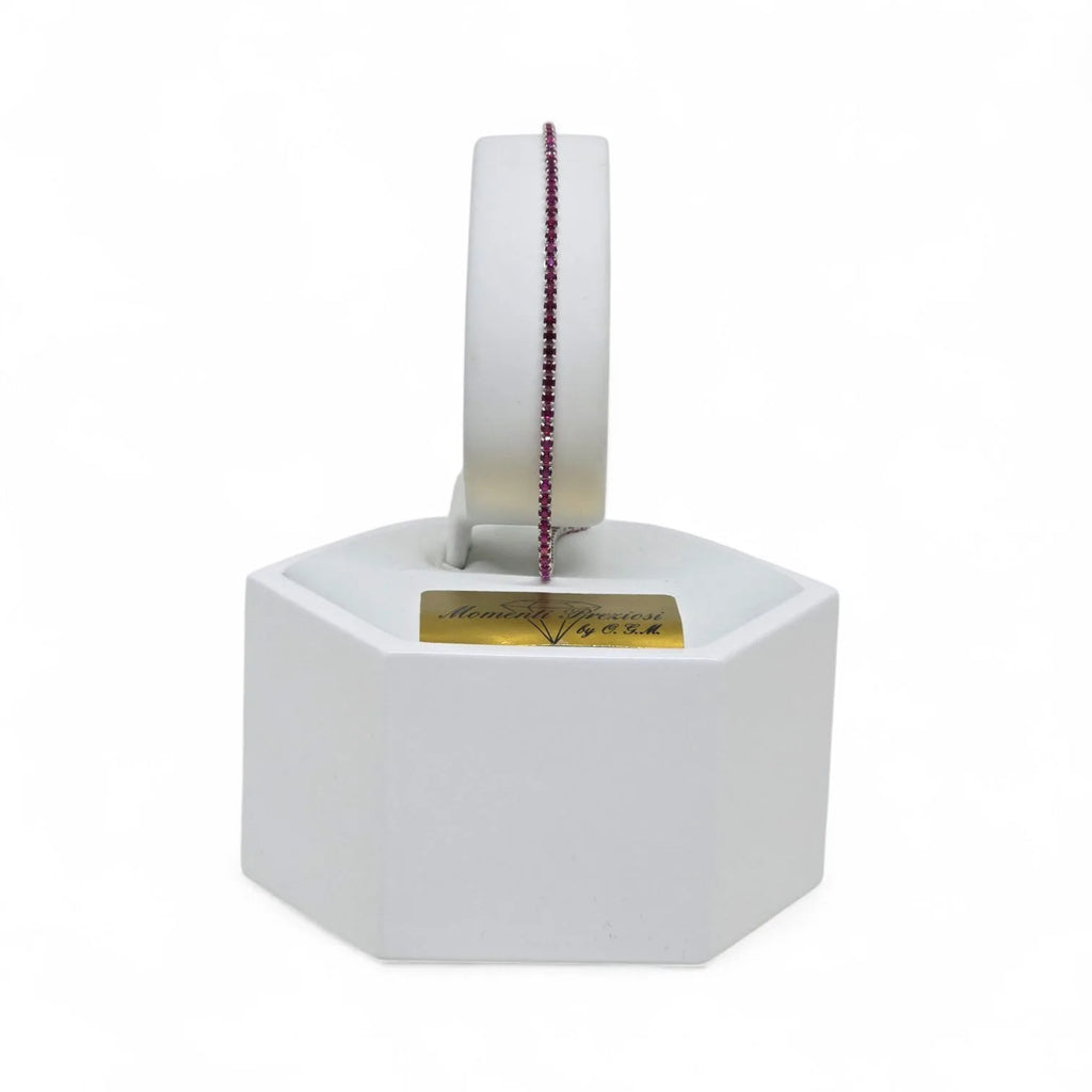 Bracciale Tennis in Oro 750 18 KT con Zirconi Magenta
