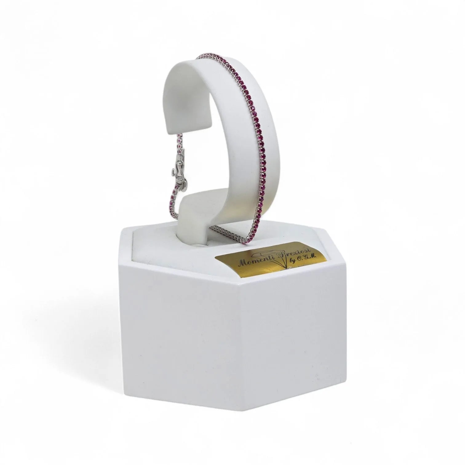 Bracciale Tennis in Oro 750 18 KT con Zirconi Magenta