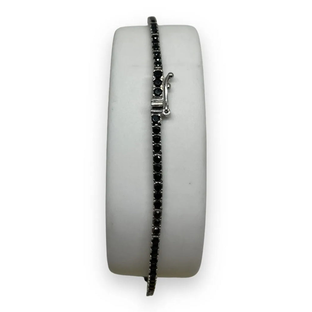 Bracciale Tennis in Oro 750 18 KT con Zirconi Neri