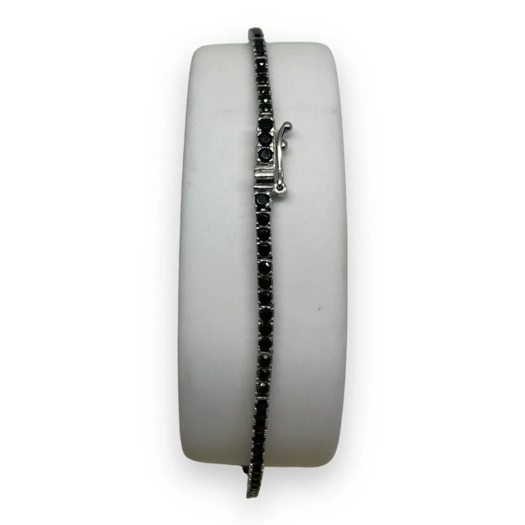 Bracciale Tennis in Oro 750 18 KT con Zirconi Neri