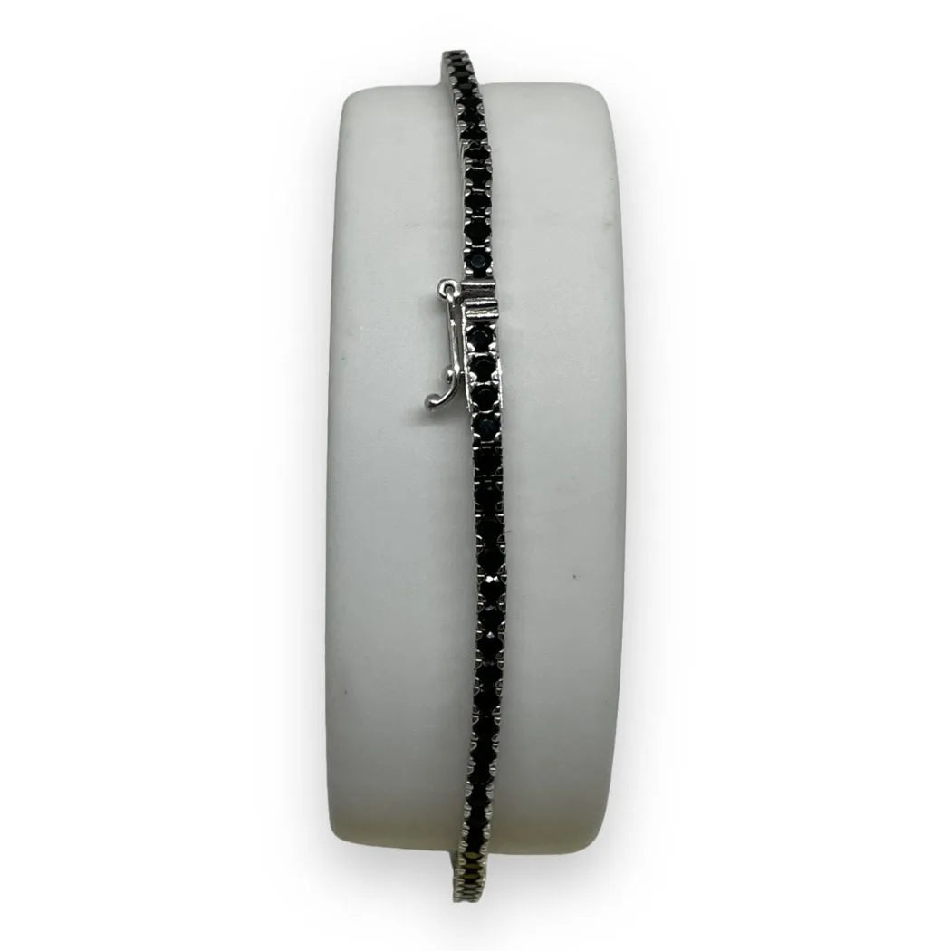 Bracciale Tennis in Oro 750 18 KT con Zirconi Neri