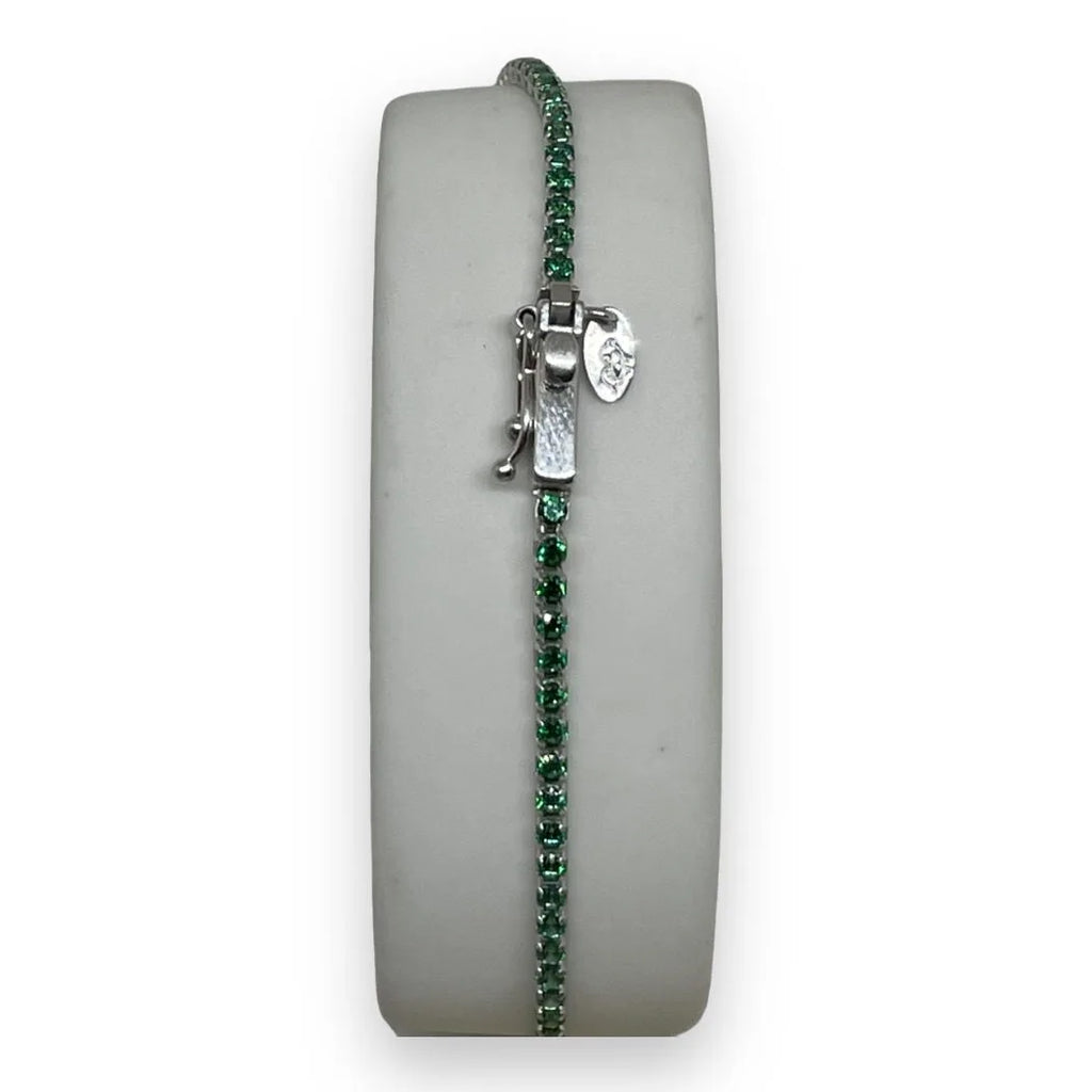 Bracciale Tennis in Oro 750 18 KT con Zirconi Verdi