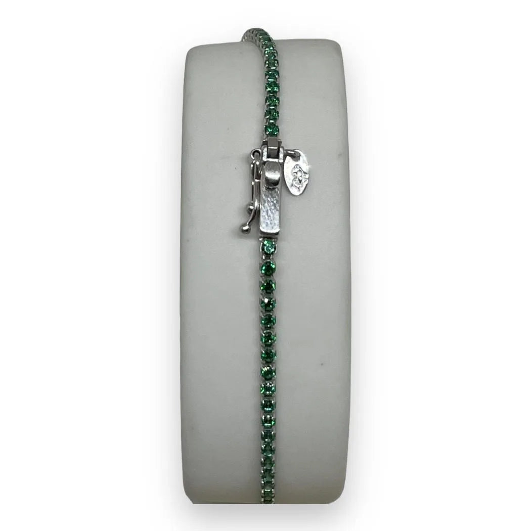 Bracciale Tennis in Oro 750 18 KT con Zirconi Verdi