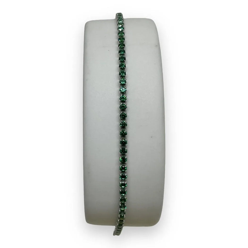 Bracciale Tennis in Oro 750 18 KT con Zirconi Verdi