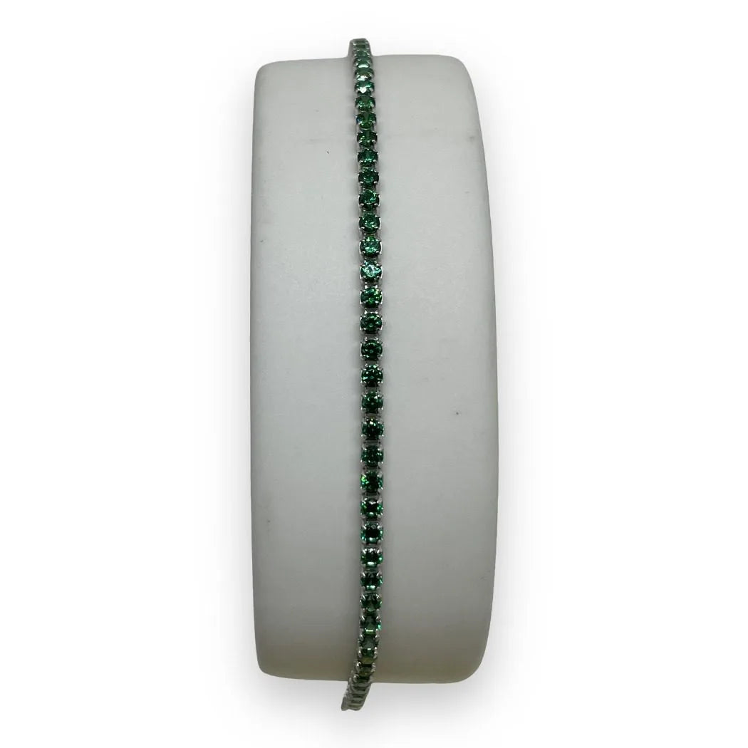 Bracciale Tennis in Oro 750 18 KT con Zirconi Verdi