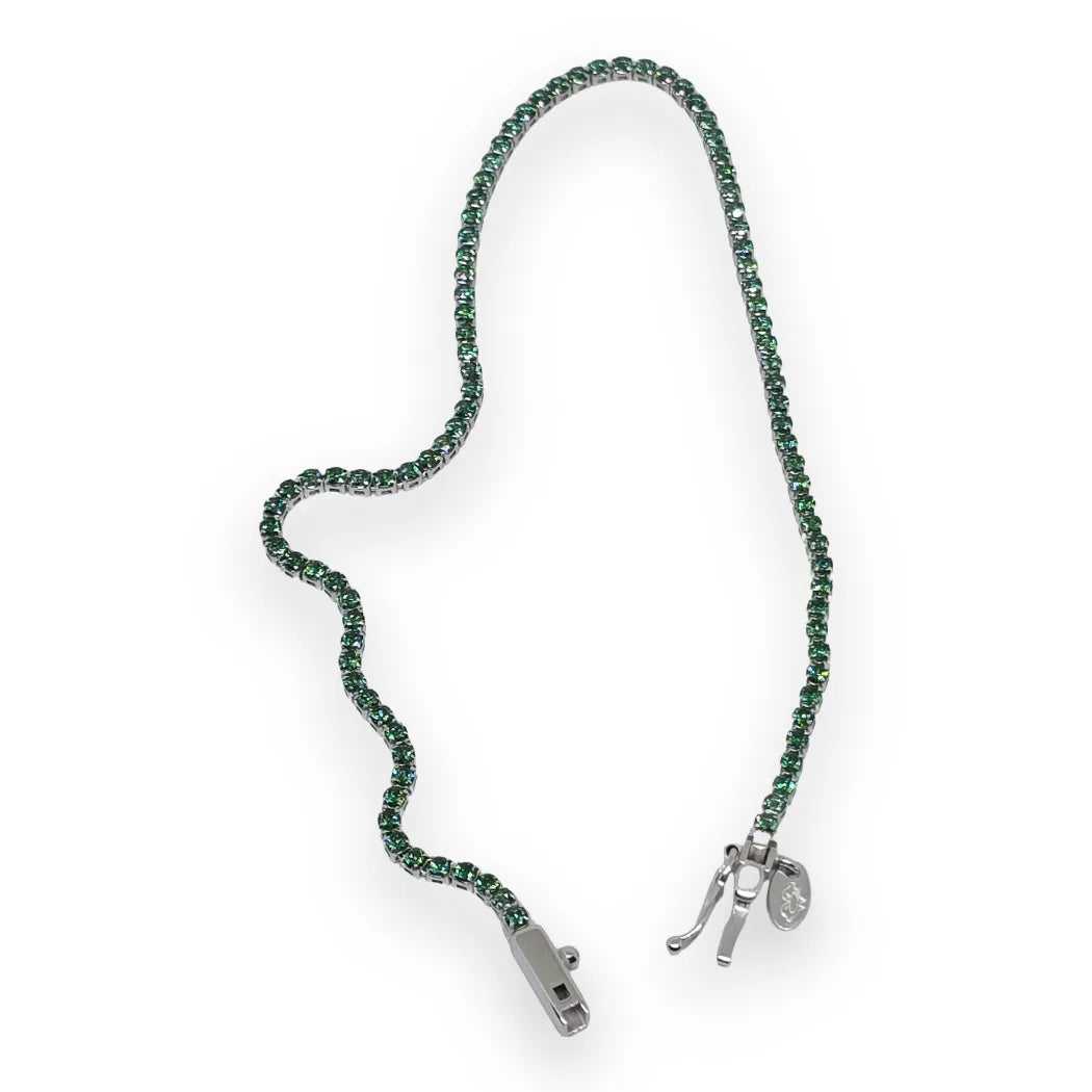 Bracciale Tennis in Oro 750 18 KT con Zirconi Verdi