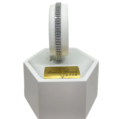 Bracelet Tennis en Or Blanc 750 18 Carats avec Trois Rangs de Zircons Blancs
