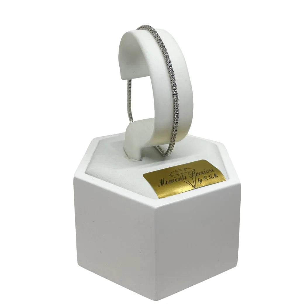 Tennisarmband aus 750er 18 KT Weißgold mit weißen Zirkonia, 20 cm