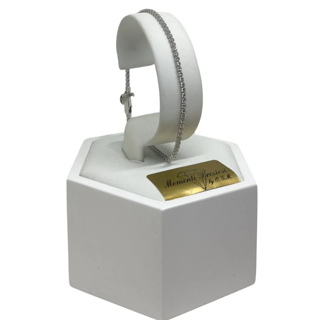 Tennisarmband aus 750er 18 KT Weißgold mit weißen Zirkonia, 20 cm