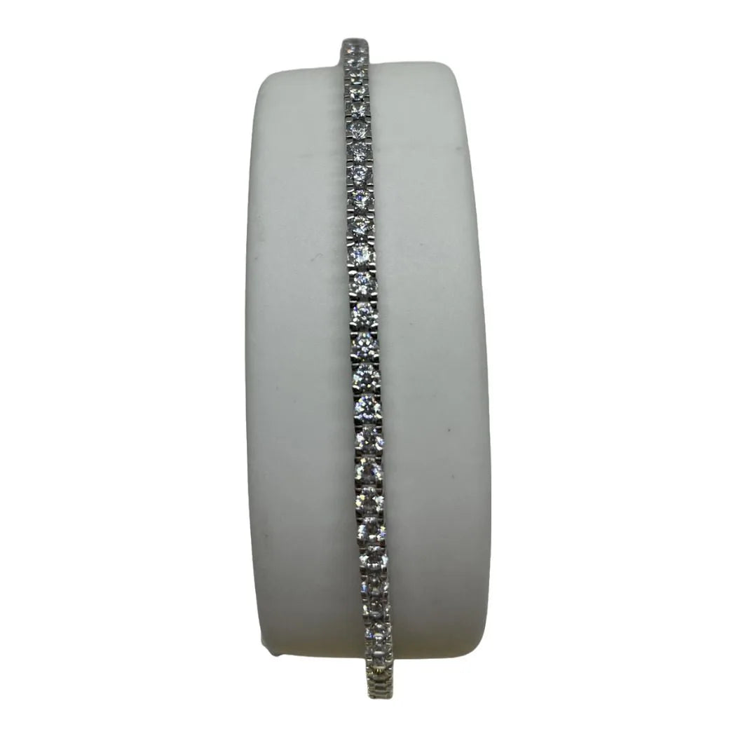 Bracciale Tennis in Oro Bianco 750 18 KT con Zirconi Bianchi 21 cm