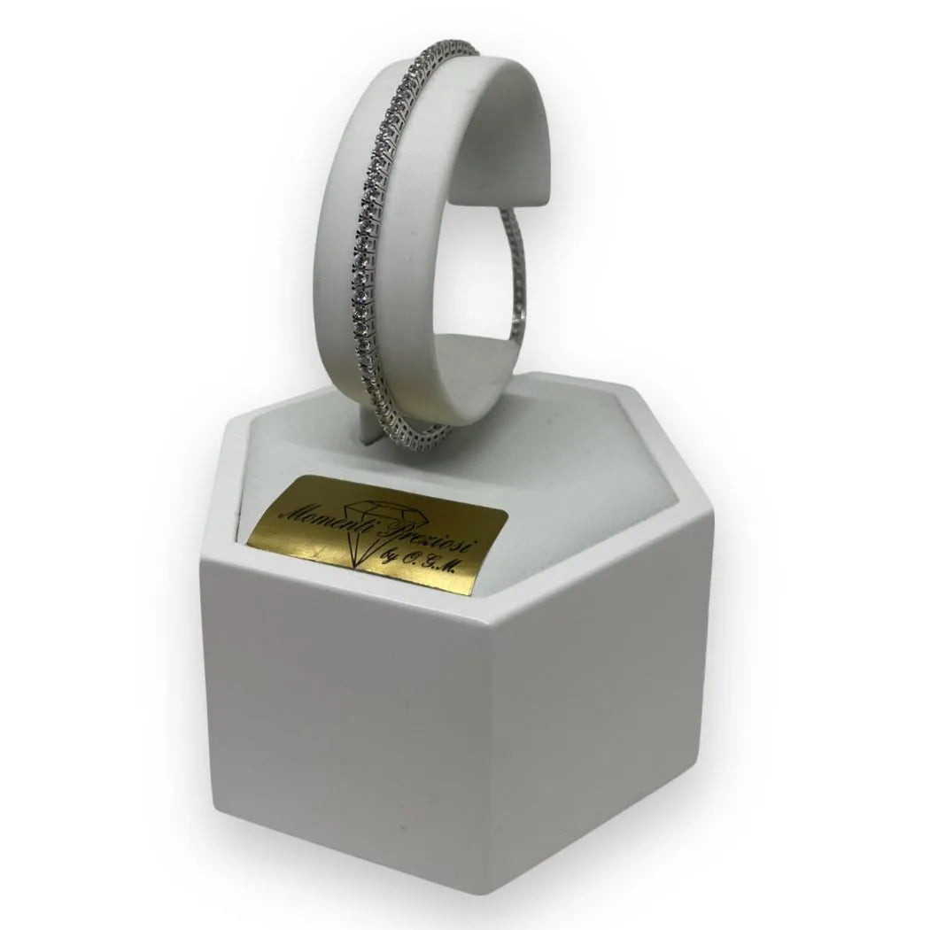 Bracciale Tennis in Oro Bianco 750 18 KT con Zirconi Bianchi 21 cm