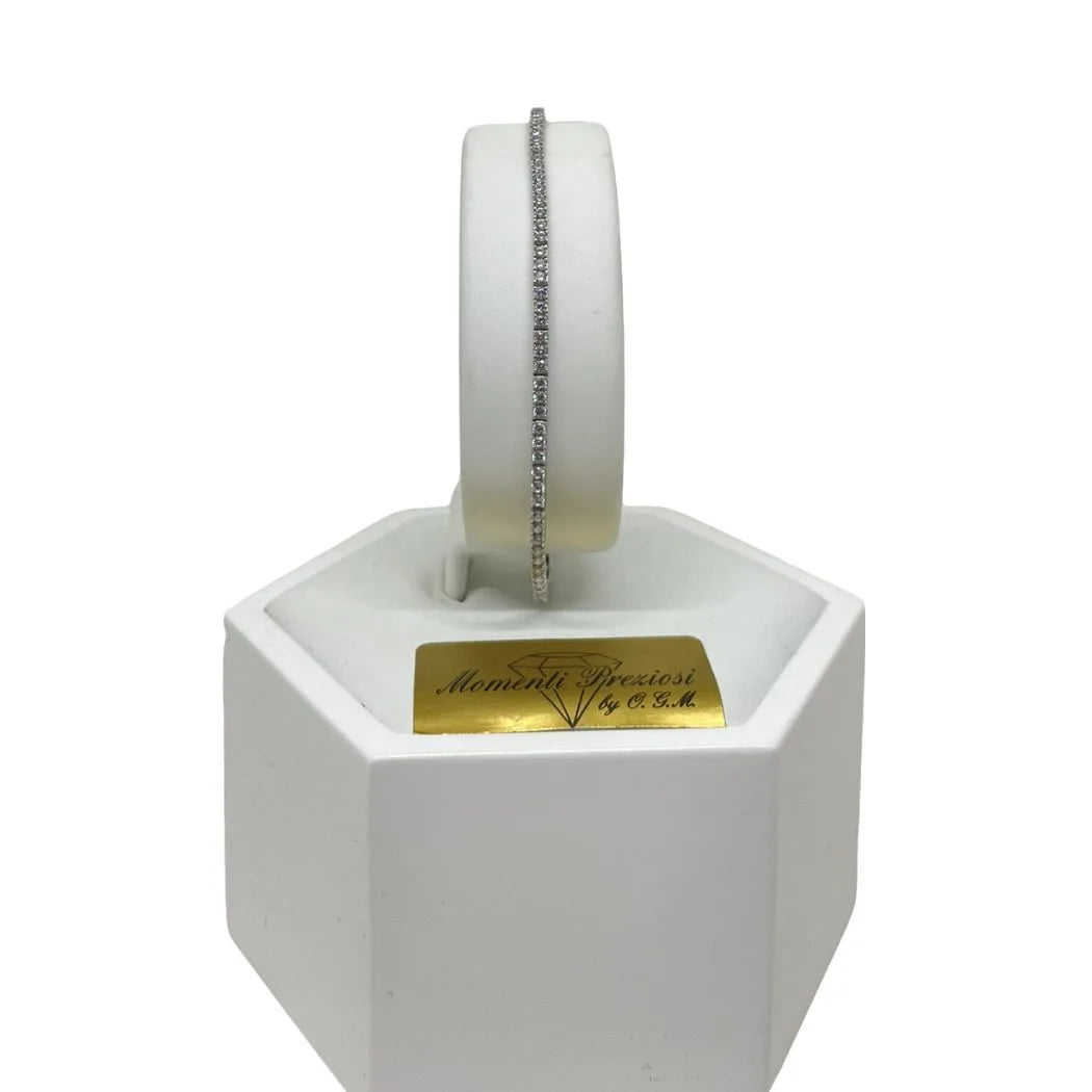 Bracciale Tennis in Oro Bianco 750 18 KT con Zirconi Bianchi 22 cm