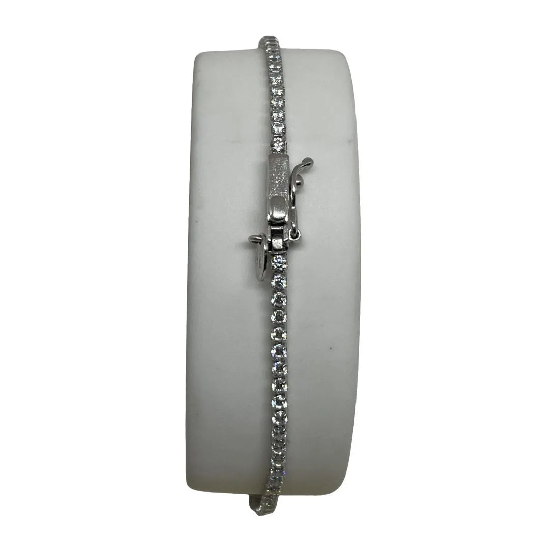 Bracciale Tennis in Oro Bianco 750 18 KT con Zirconi Bianchi 22 cm