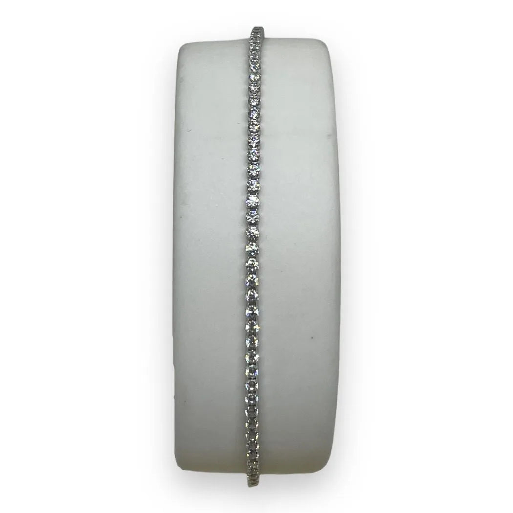 Bracciale Tennis in Oro Bianco 750 18 KT con Zirconi Bianchi 22 cm