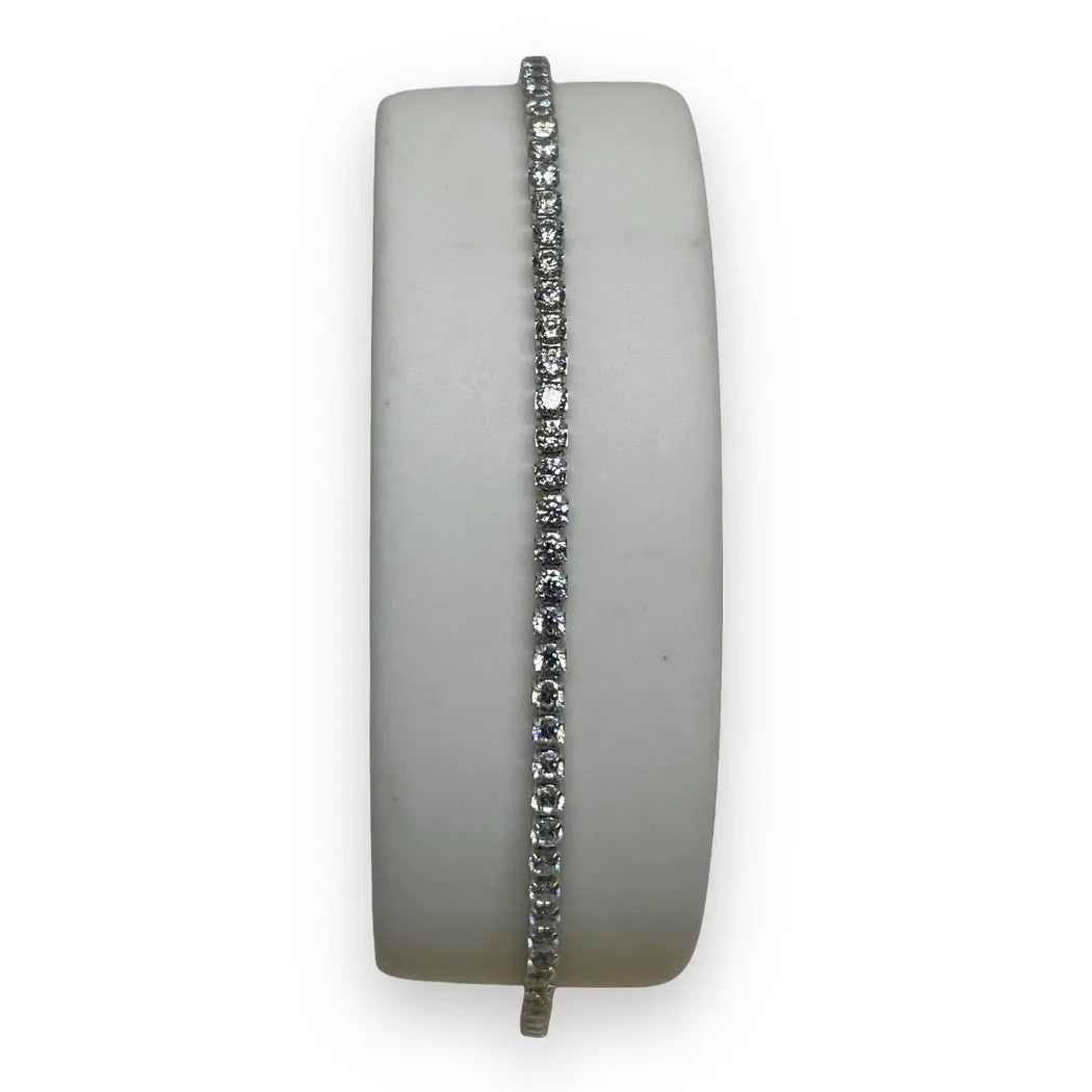 Bracciale Tennis in Oro Bianco 750 18 KT con Zirconi Bianchi 22 cm