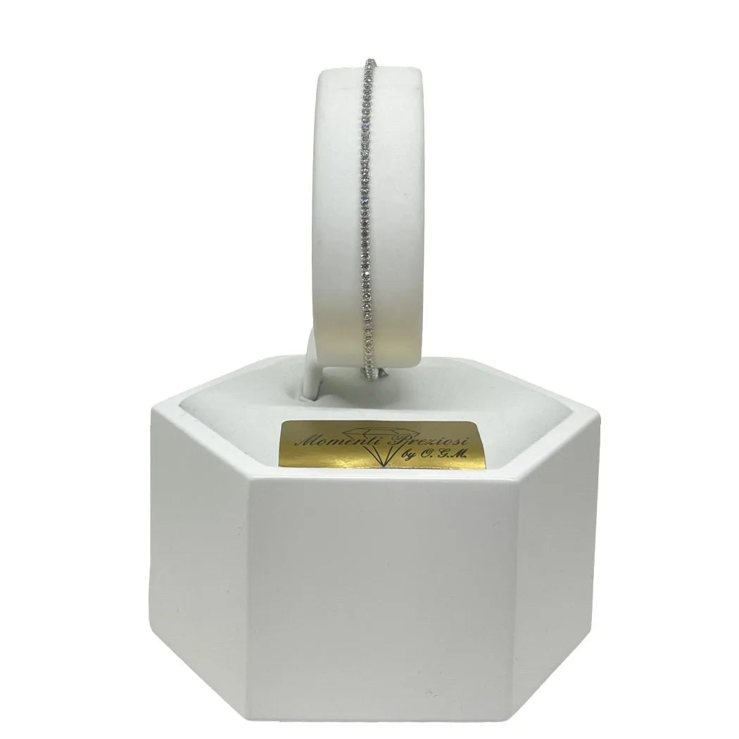 Bracciale Tennis in Oro Bianco 750 18 KT con Zirconi Bianchi 22 cm