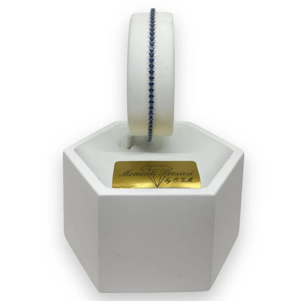 Tennisarmband aus 750er 18 Karat Weißgold mit blauen Zirkonia, 22 cm