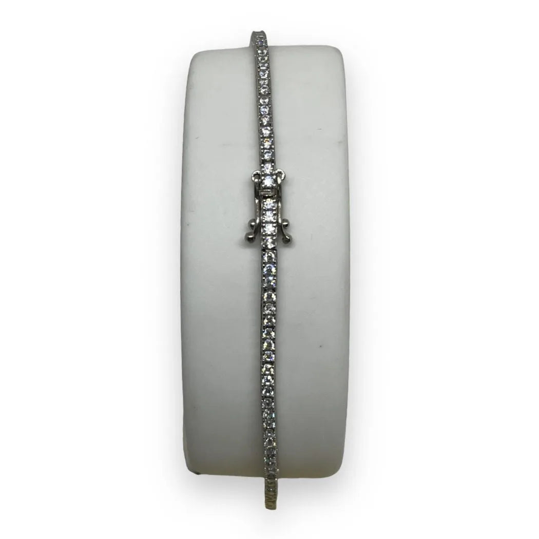Bracciale Tennis in Oro bianco 18 KT con Zirconi Bianchi 20 cm