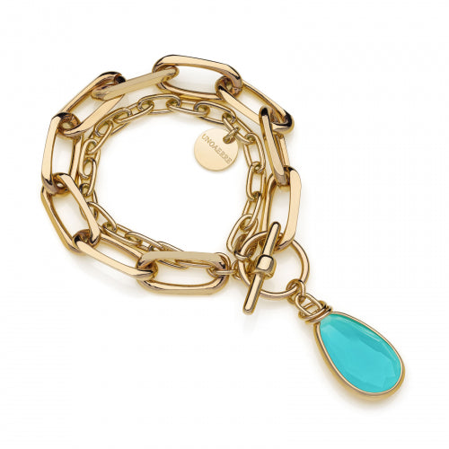 Bracciale Unoaerre di catena con cristallo turchese 2039