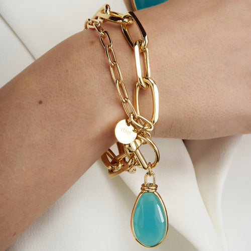 Bracciale Unoaerre di catena con cristallo turchese 2039