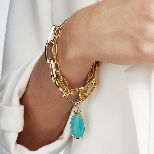 Unoaerre Armband, Gliederkette mit türkisfarbenem Kristall 2039