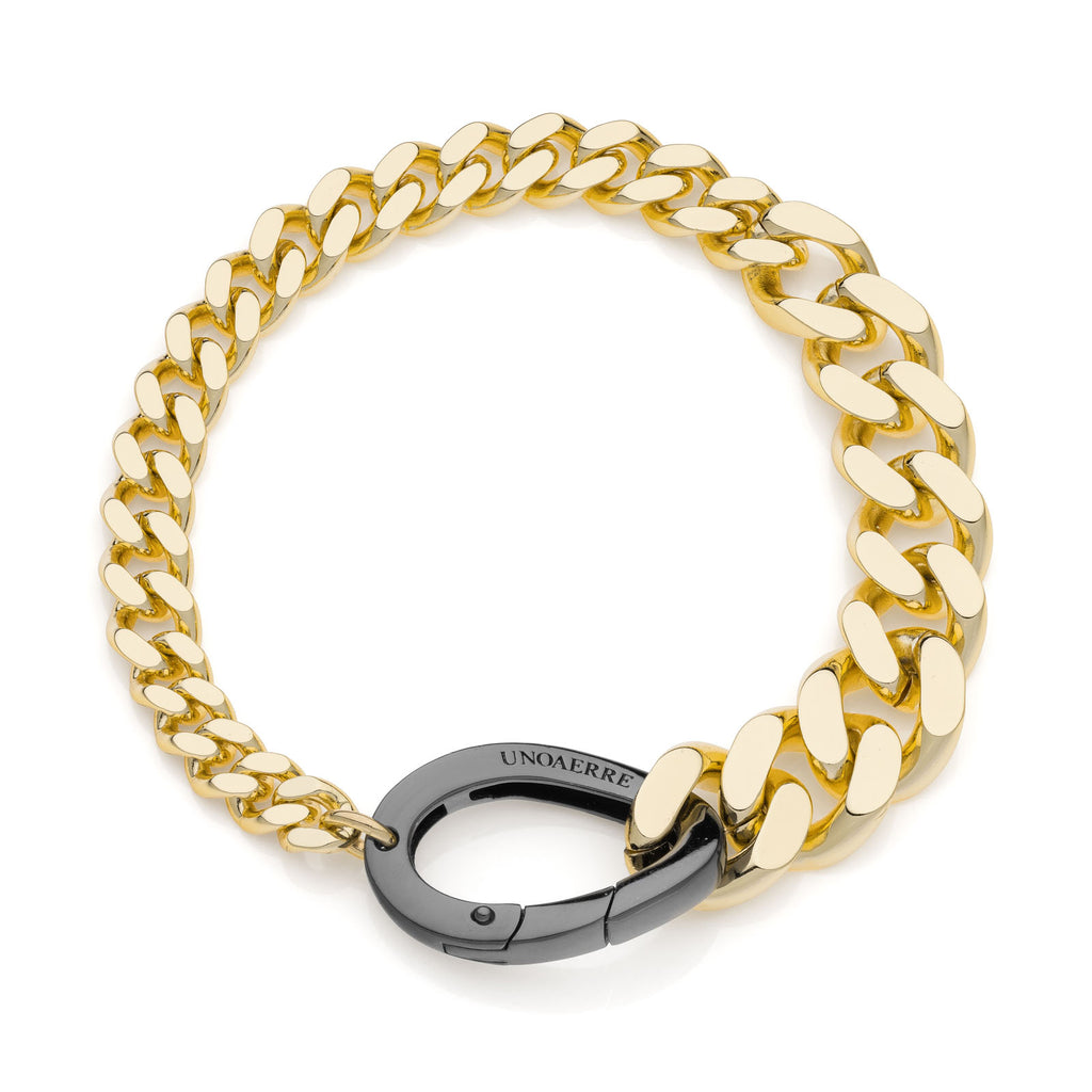 Armband Unoaerre Damen Gliederkette und Karabiner schwarz 2355