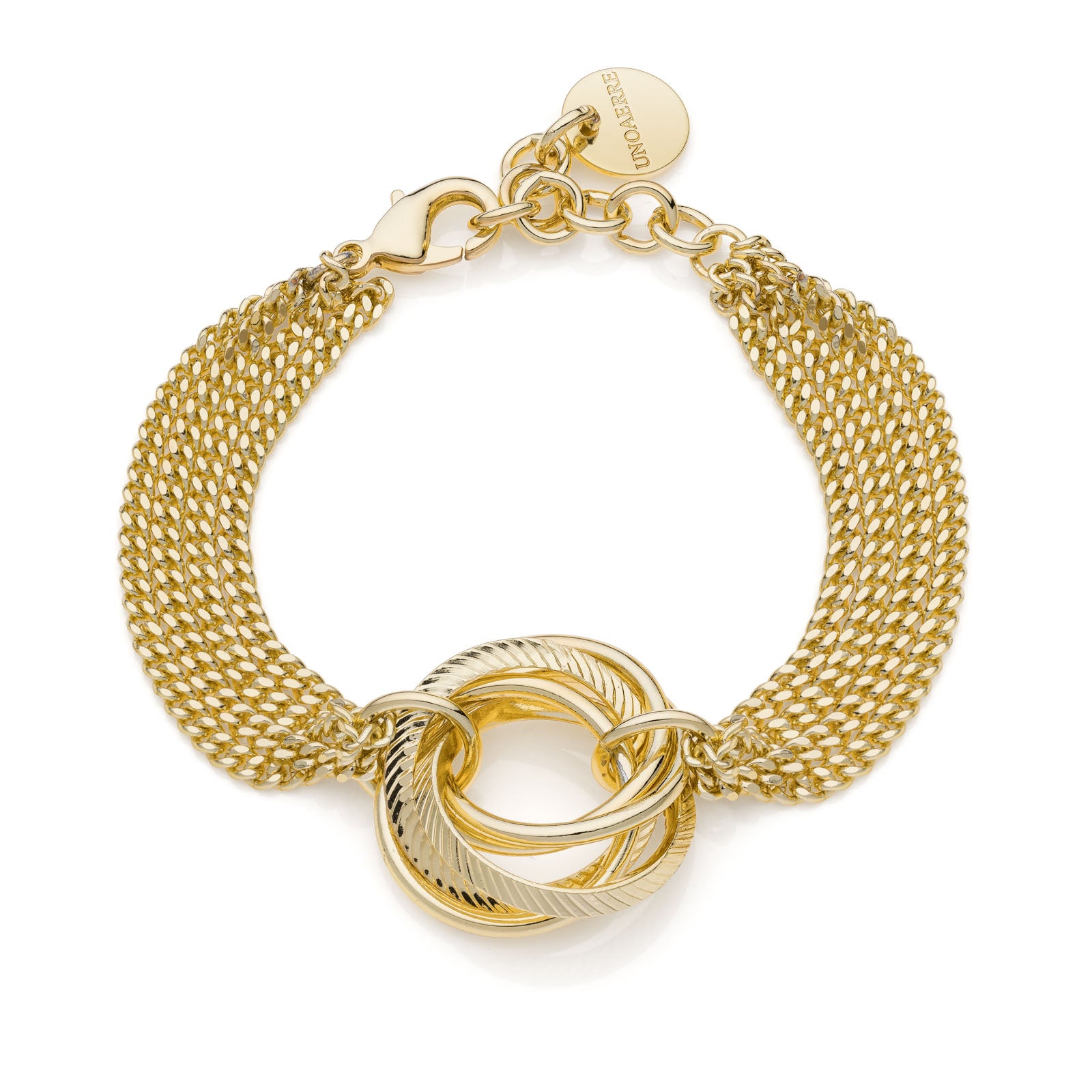 Bracciale Unoaerre donna catena multifilo e cerchi intrecciati 2338