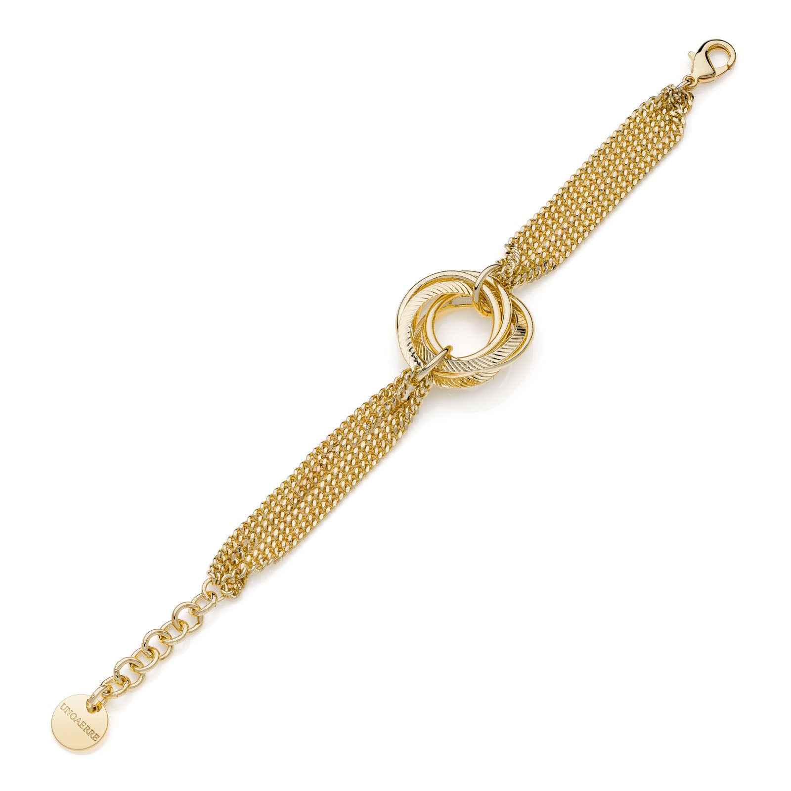 Bracciale Unoaerre donna catena multifilo e cerchi intrecciati 2338