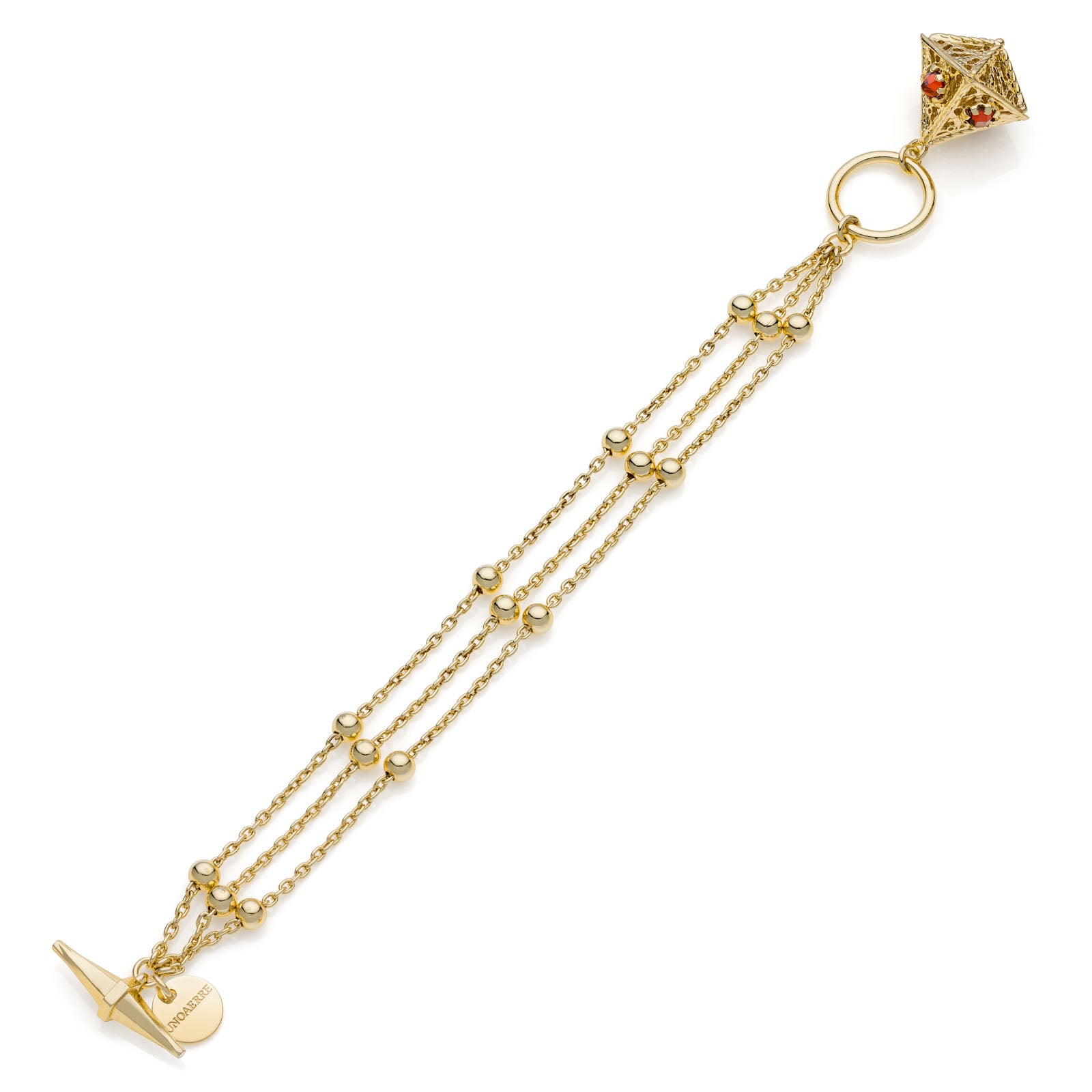 Armband Unoaerre Damen, vergoldet mit Anhänger und roten Steinen 2326