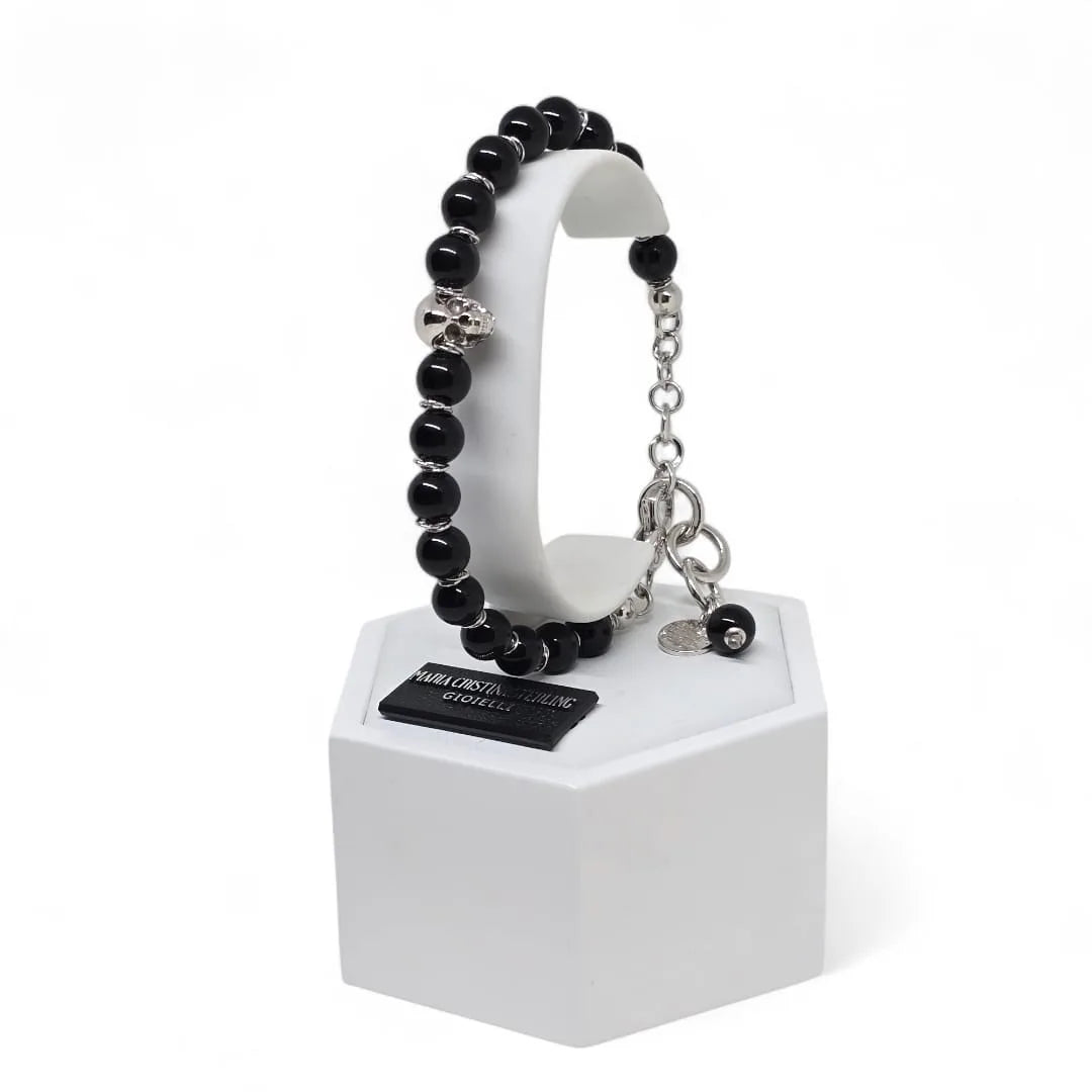 Bracciale Uomo Regolabile con teschio Maria Cristina Sterling BRMCS19NR