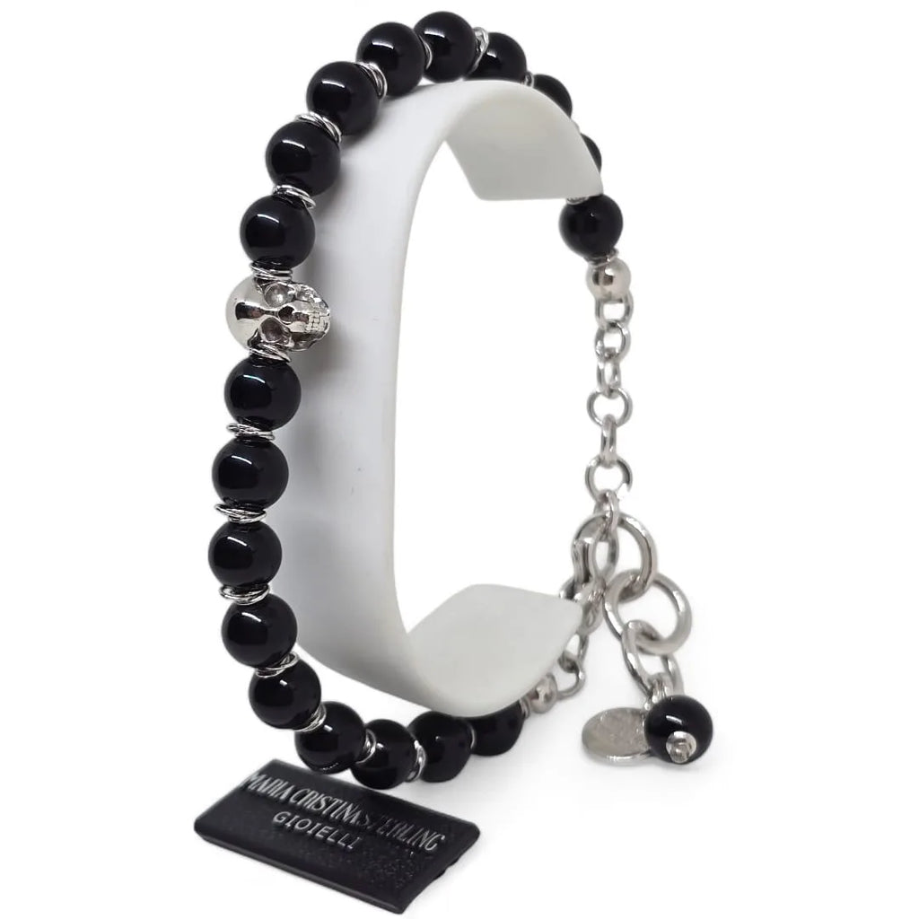 Verstellbares Herrenarmband mit Totenkopf Maria Cristina Sterling BRMCS19NR